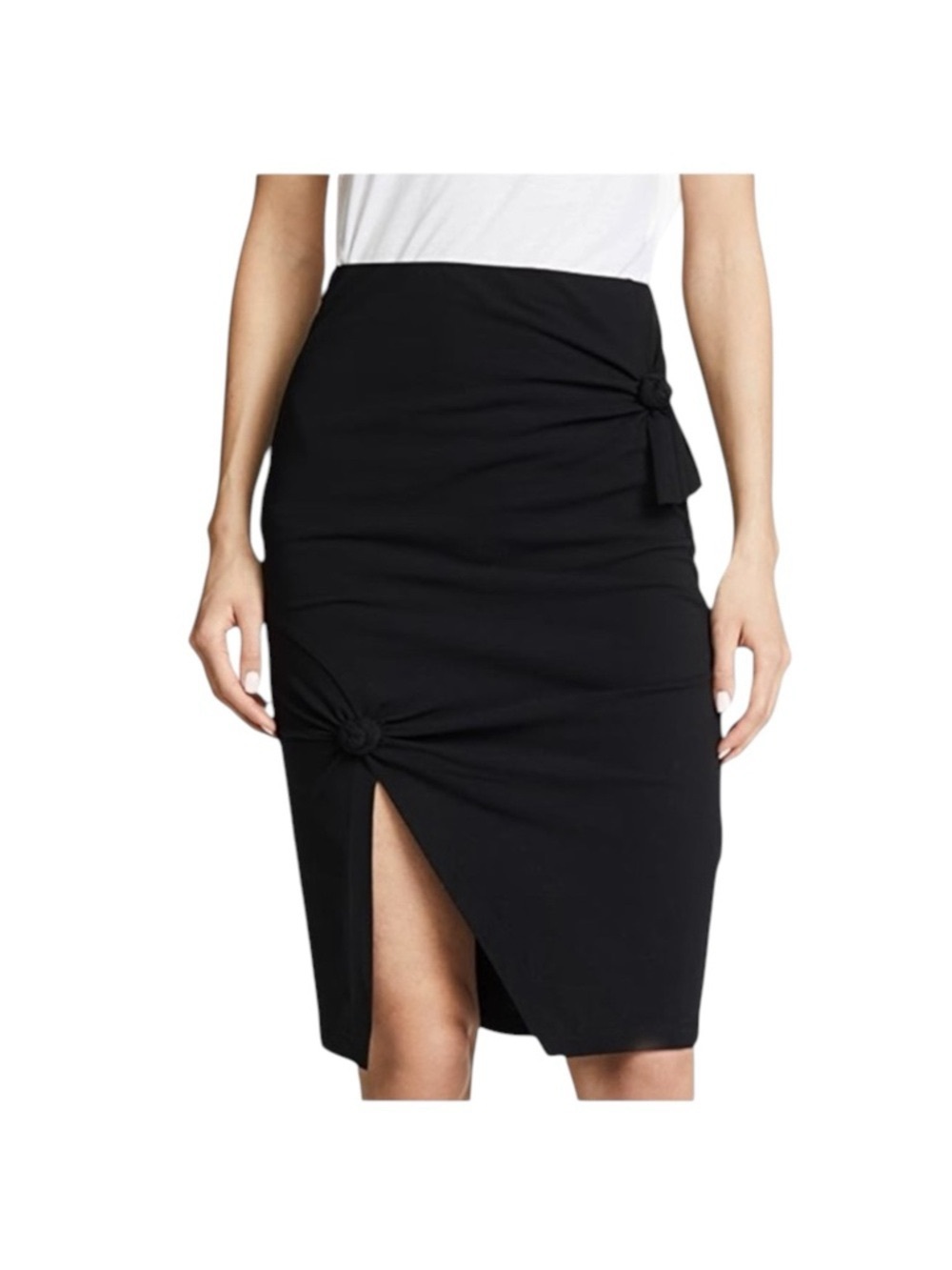 new Helmut Lang ♌︎ Slinky Sexy Knot Mini Skirt ♌︎ Black Stretch Jersey ♌︎ Large - Picture 13 of 16